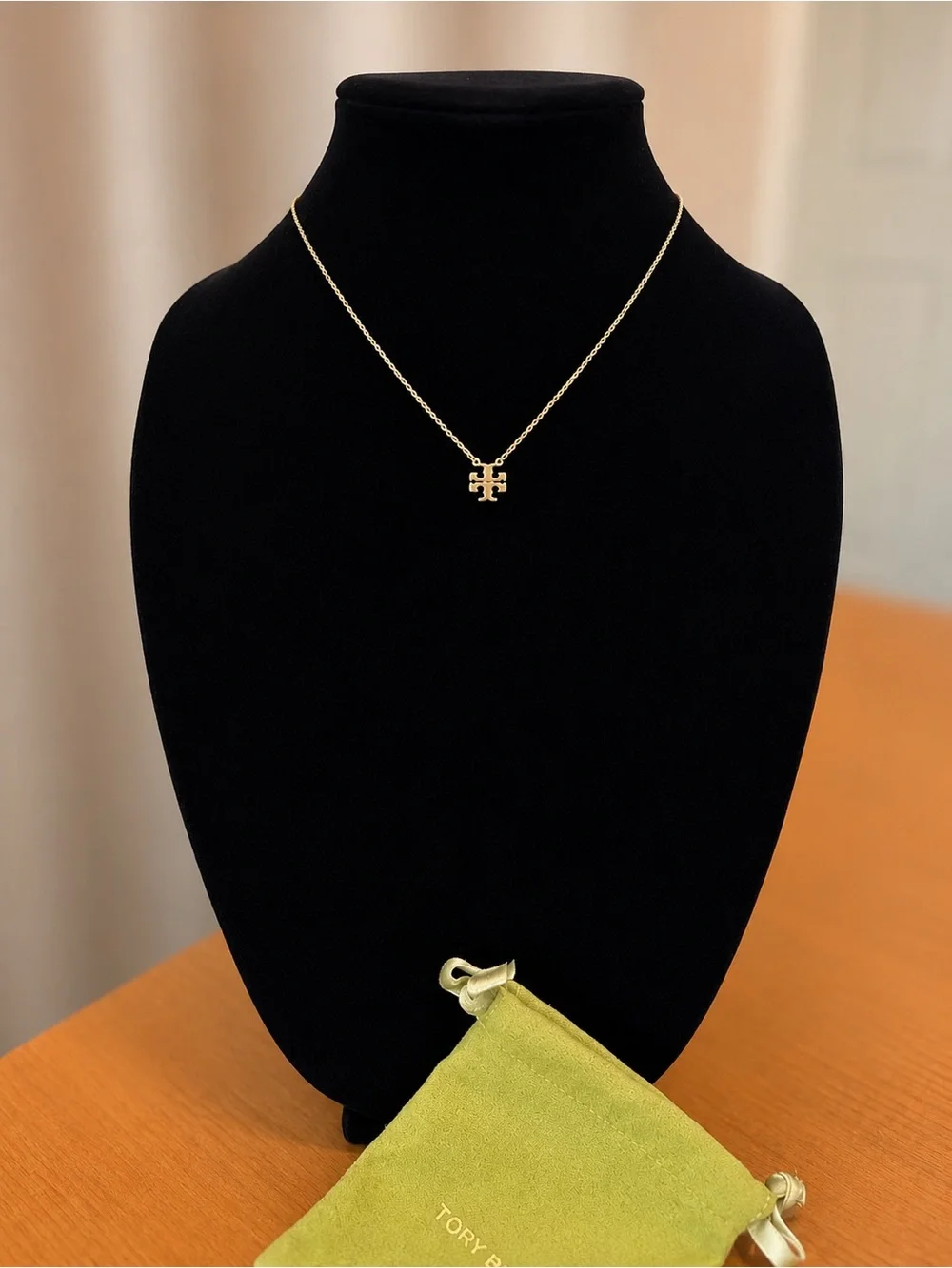 Tory Burch Delicate Kira Gold Logo Pendant Necklace